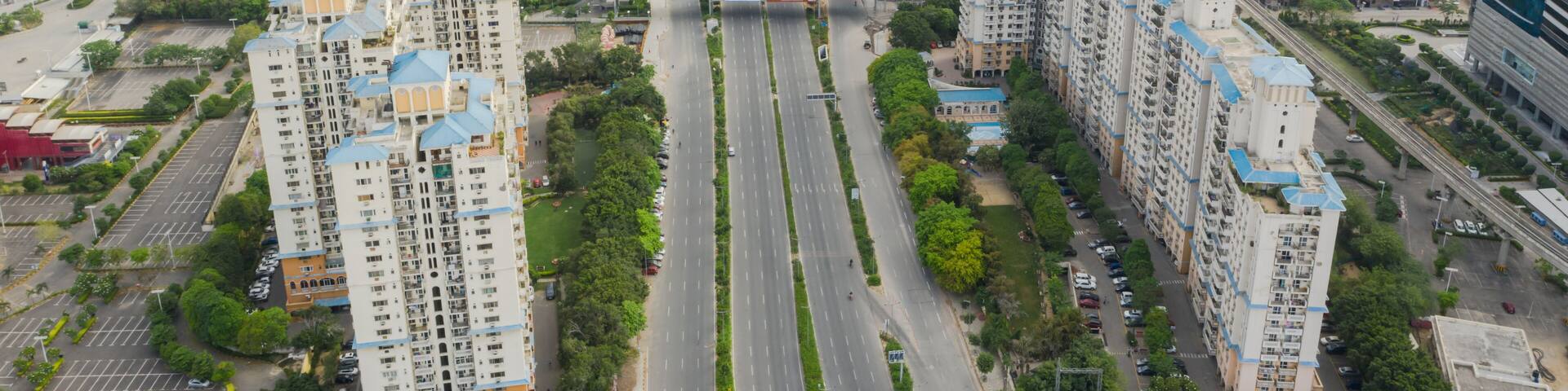 Gurgaon drone aerial view during Coronavirus Lockdown