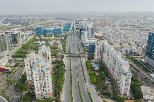 Gurgaon drone aerial view during Coronavirus Lockdown