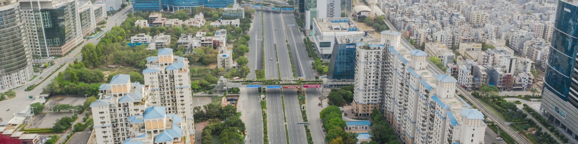 Gurgaon drone aerial view during Coronavirus Lockdown
