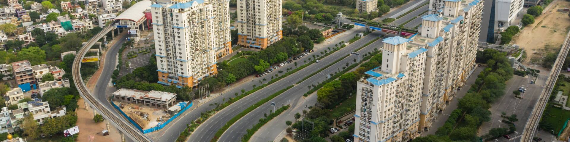 Gurgaon drone aerial view during Coronavirus Lockdown