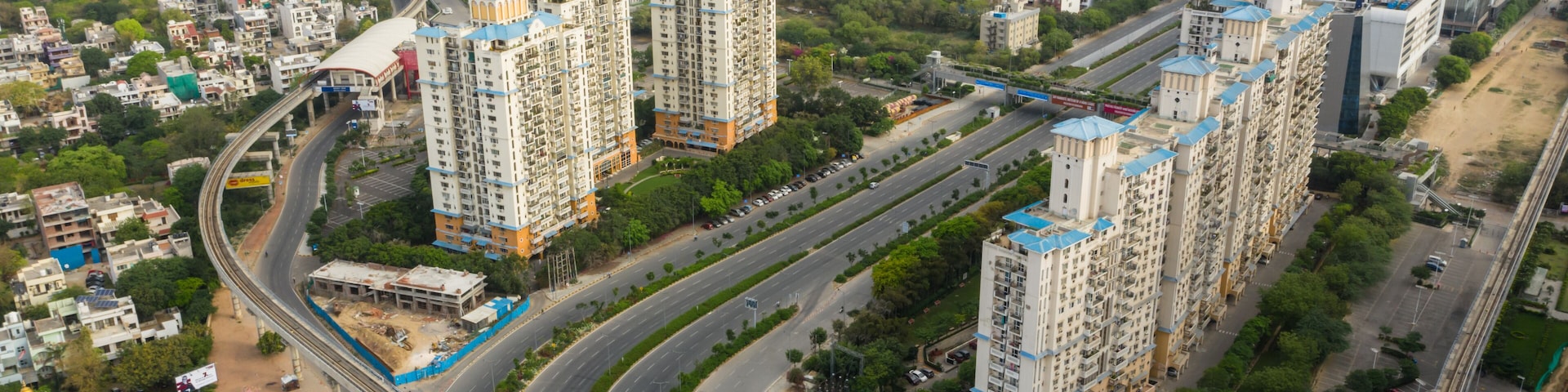 Gurgaon drone aerial view during Coronavirus Lockdown