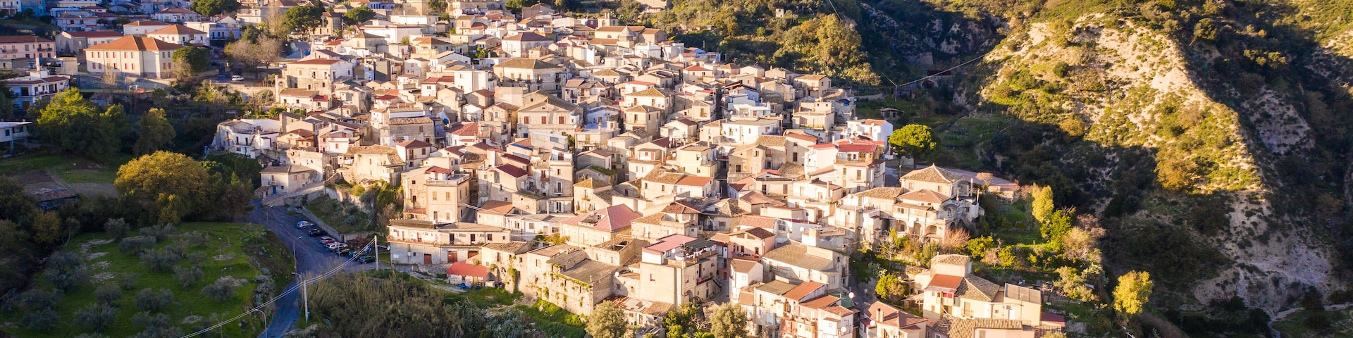 Città di Riace in Calabria. Vista aerea
