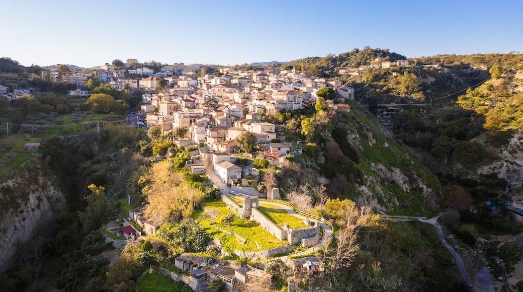 Città di Riace in Calabria. Vista aerea
