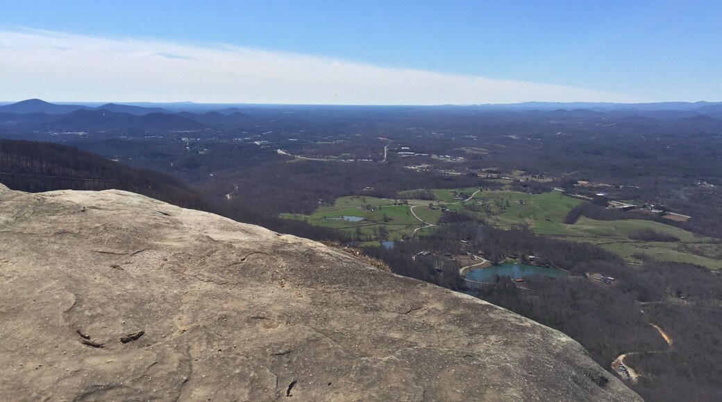 The view from the top of Yonah Mountain. The mountain is 3,166 ft in elevation. The hike to the top is a 2.3 mile trail that gaines 1,500 ft in elevation. This view is looking SW towards Atlanta.
