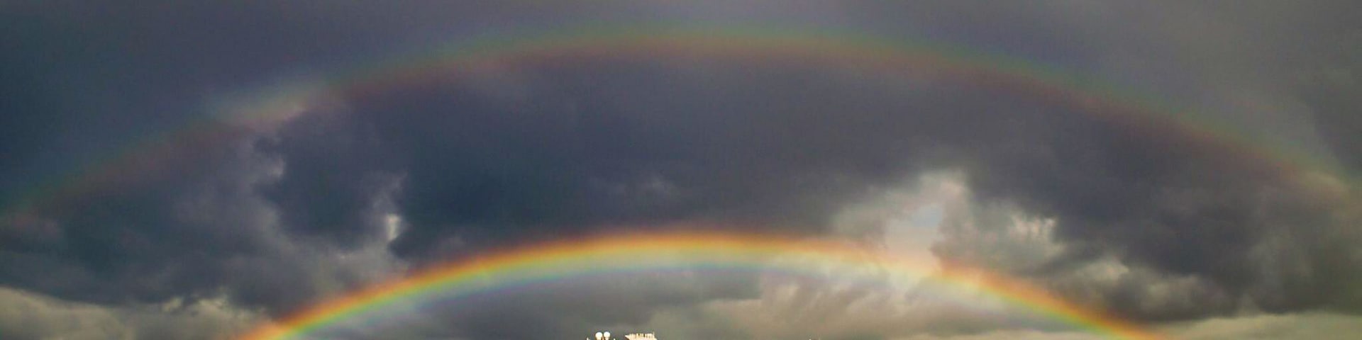 Looking towards Southampton Town Quay and Weston Shore as cruise ships sail down Southampton Water. My lucky double rainbow. Shot :)