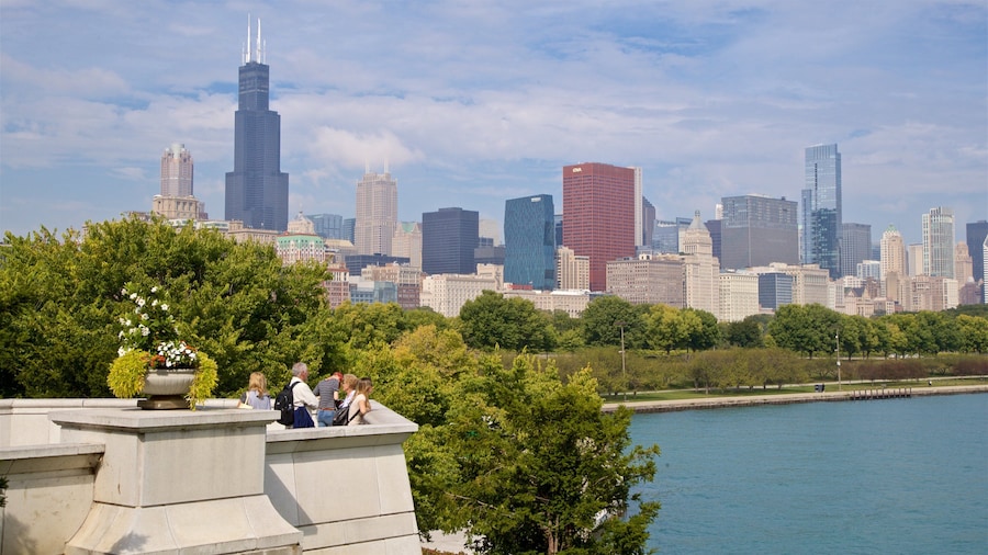 Northerly Island Park showing a river or creek, a city and views