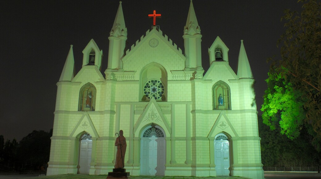 St Patrick’s Cathederal by night, Empress Garden Road, behind the Race Course, Pune, Maharashtra, INDIA. HORIZONTAL IMAGE.