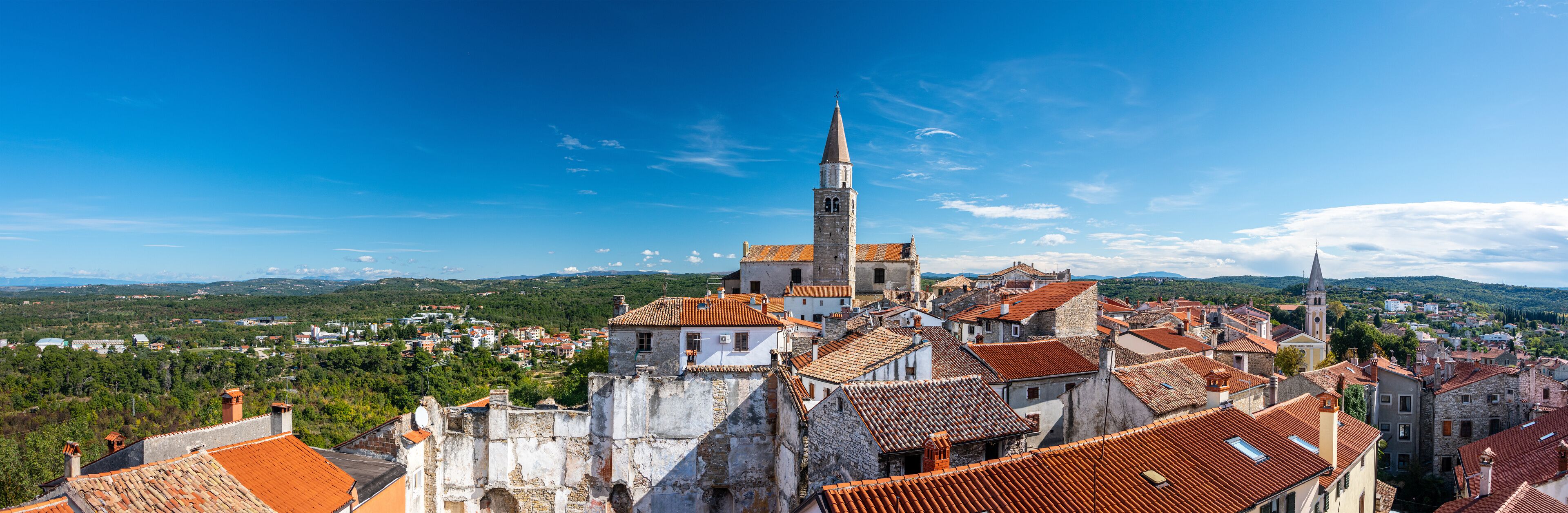 View of the Parish church of St. Servulus in Buje, Croatia
