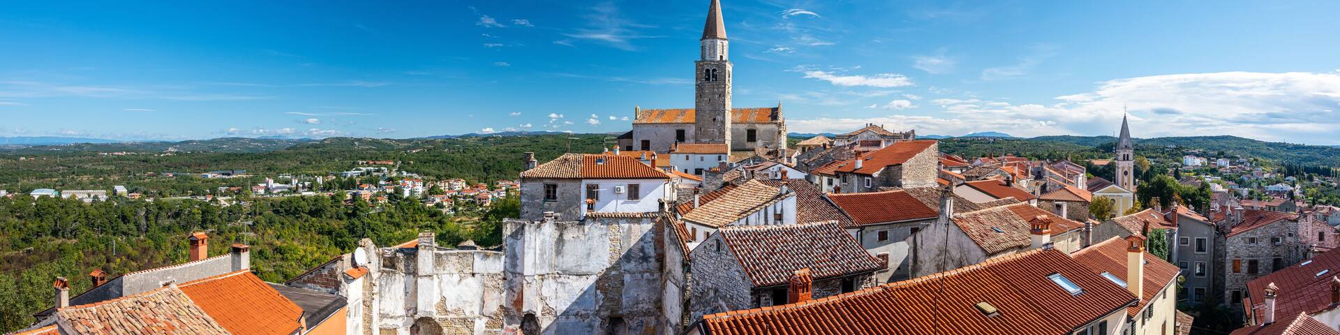 View of the Parish church of St. Servulus in Buje, Croatia