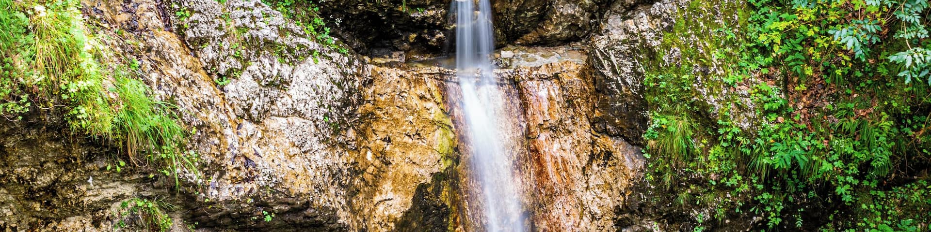 Fratarica. This beautiful "double waterfall" is used for canyoning. Great place in Soca valley, Slovenia.