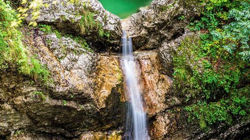 Fratarica. This beautiful "double waterfall" is used for canyoning. Great place in Soca valley, Slovenia.