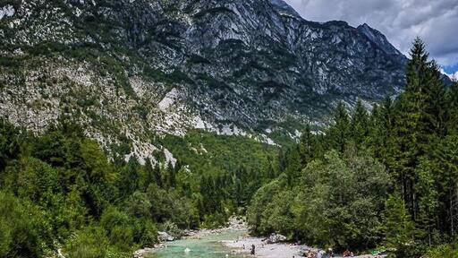 The crystal clear (and cold) waters of the Soča. Due to its emerald-green water color, the river is known as "The Emerald Beauty".