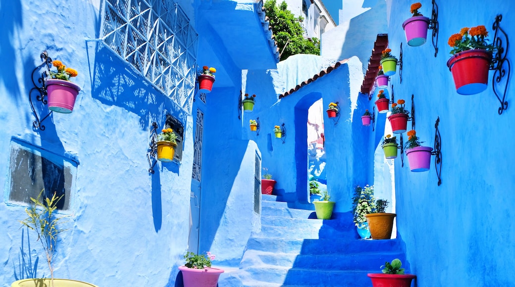 Traditional moroccan architectural details in Chefchaouen Morocco Africa