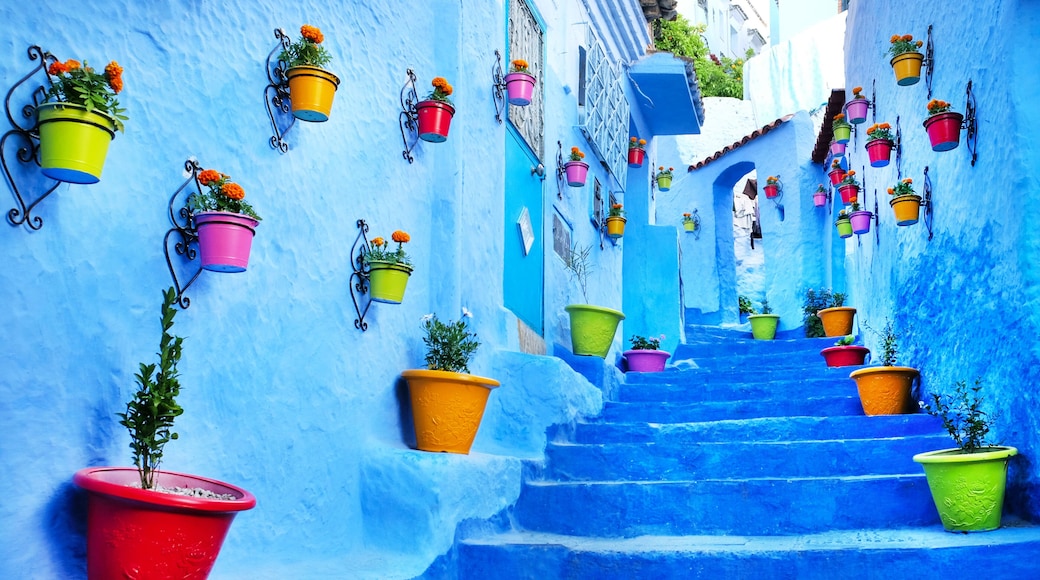 Traditional moroccan architectural details in Chefchaouen, Morocco, Africa