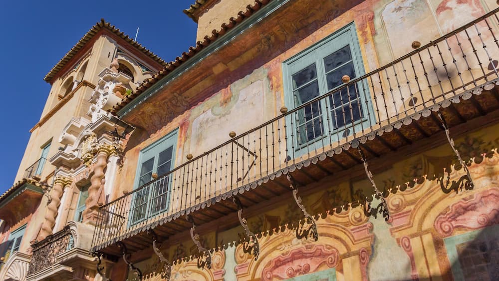 Balcony of the historic Palacio de Penaflor in Ecija, Spain
