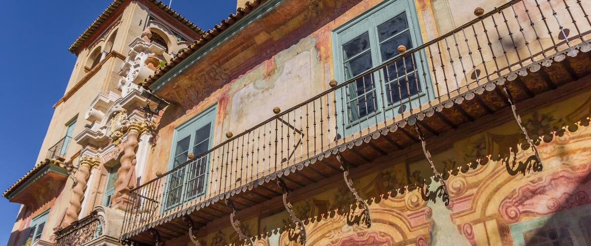 Balcony of the historic Palacio de Penaflor in Ecija, Spain
