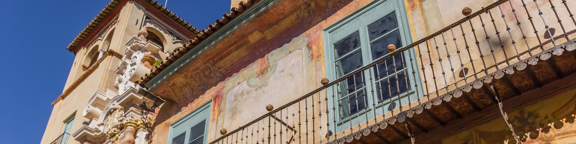Balcony of the historic Palacio de Penaflor in Ecija, Spain
