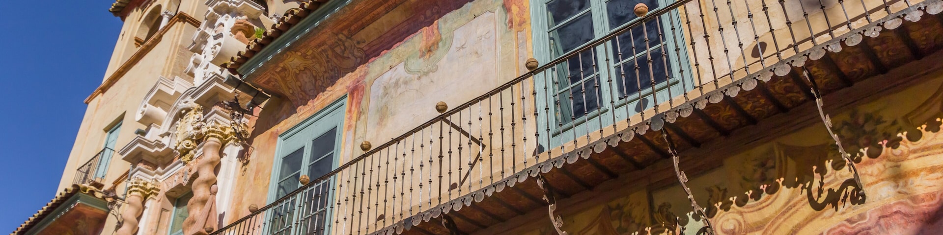 Balcony of the historic Palacio de Penaflor in Ecija, Spain