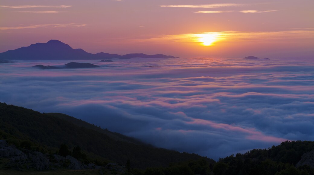 Sunset on the route of the swallows. Sunset in the Pyrenees from the Jeandel refuge, France.