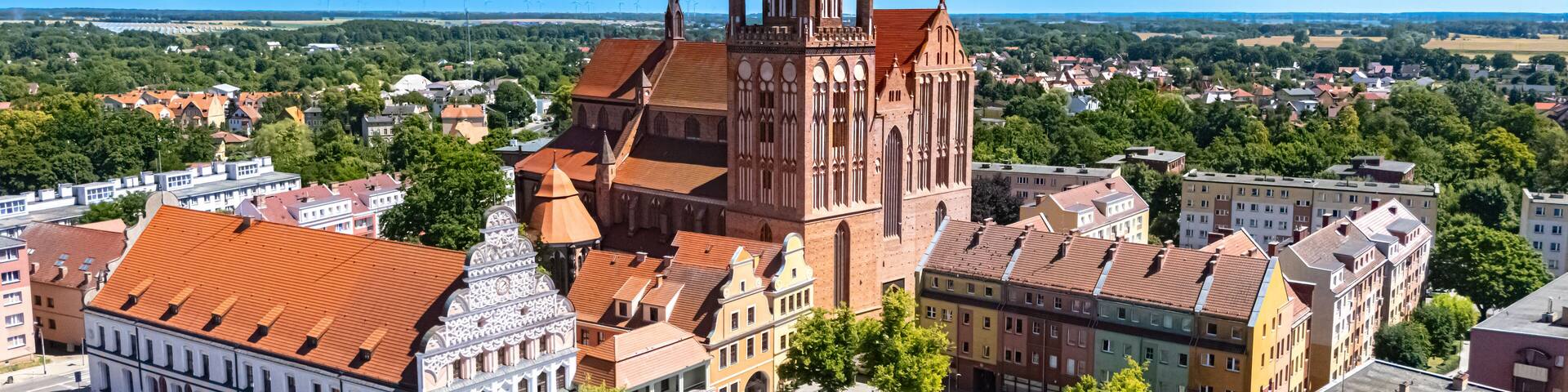 View of Stargard with St. Mary's Church, Poland