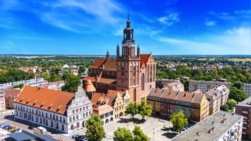 View of Stargard with St. Mary's Church, Poland