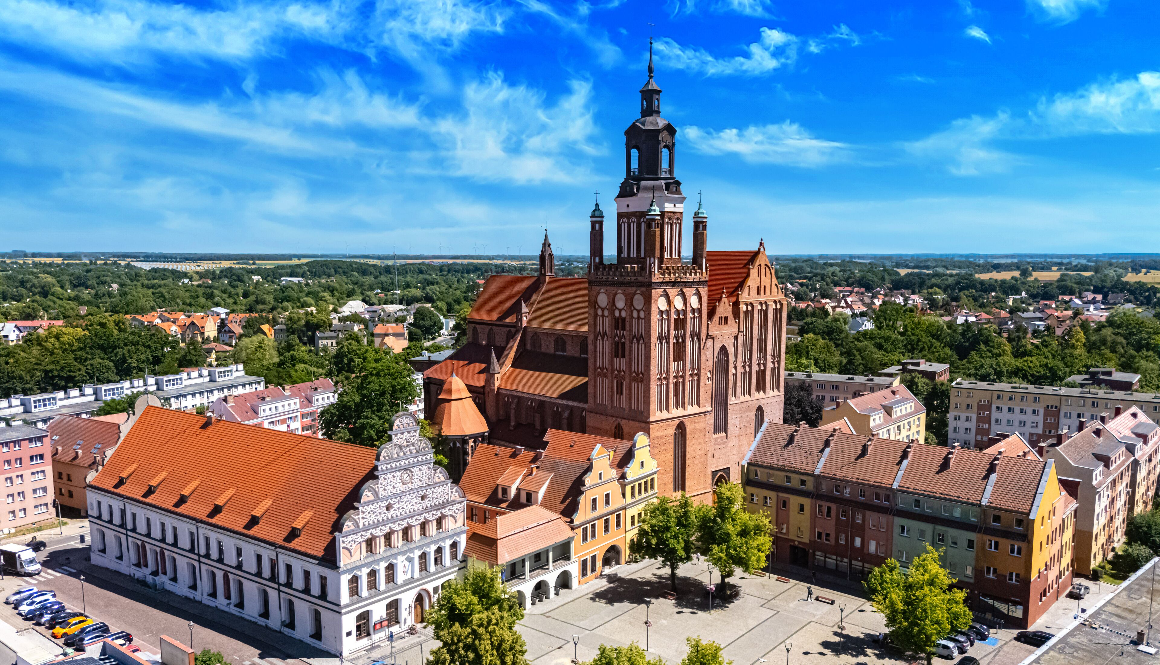 View of Stargard with St. Mary's Church, Poland