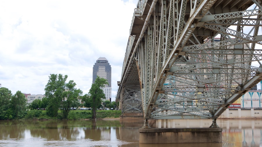 Louisiana Boardwalk which includes a bridge and a river or creek