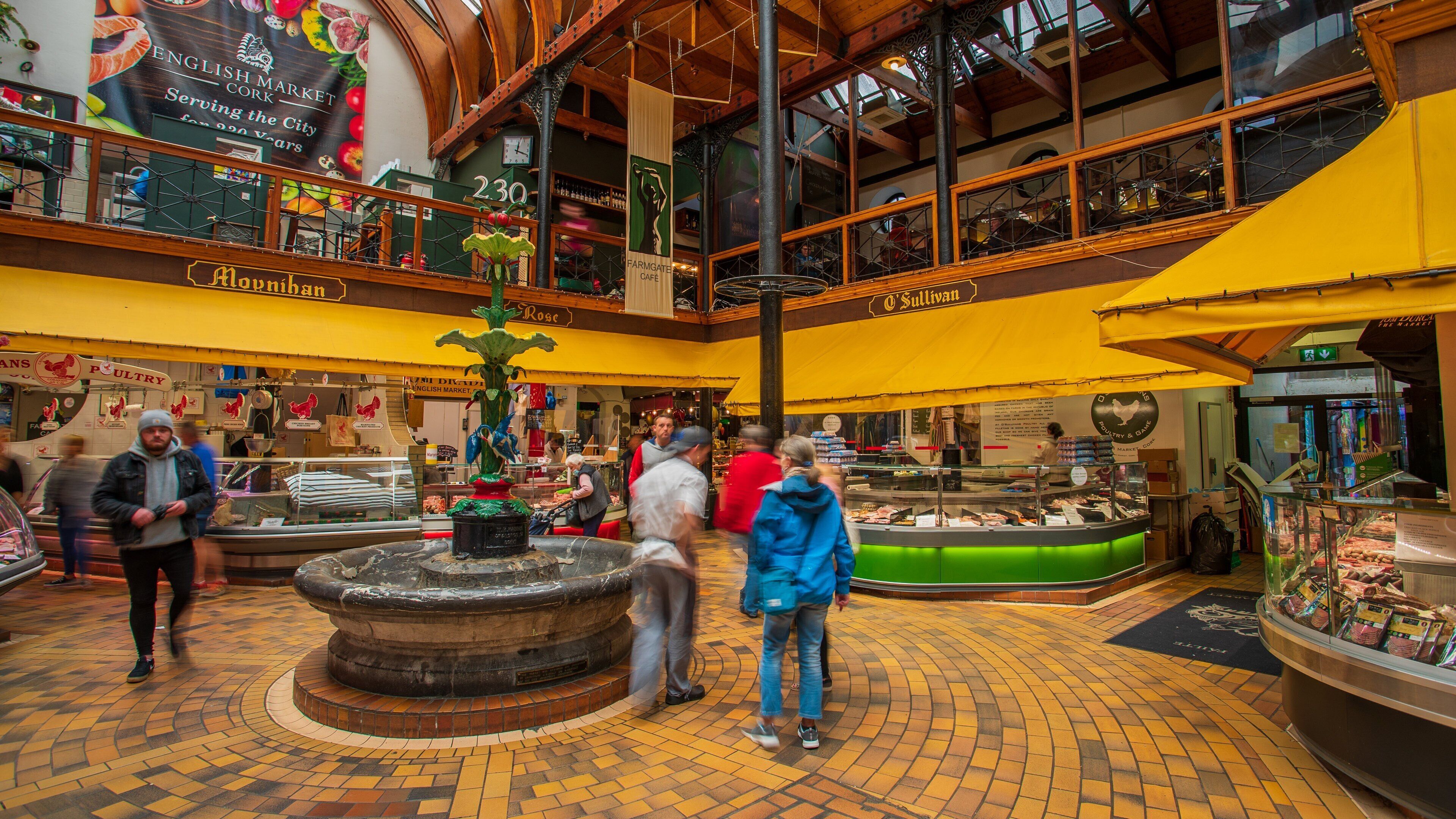 English Market showing interior views and markets as well as a small group of people