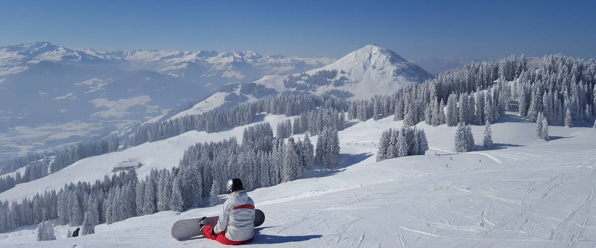 Pensive snowboarder in the Austrian Tyrol