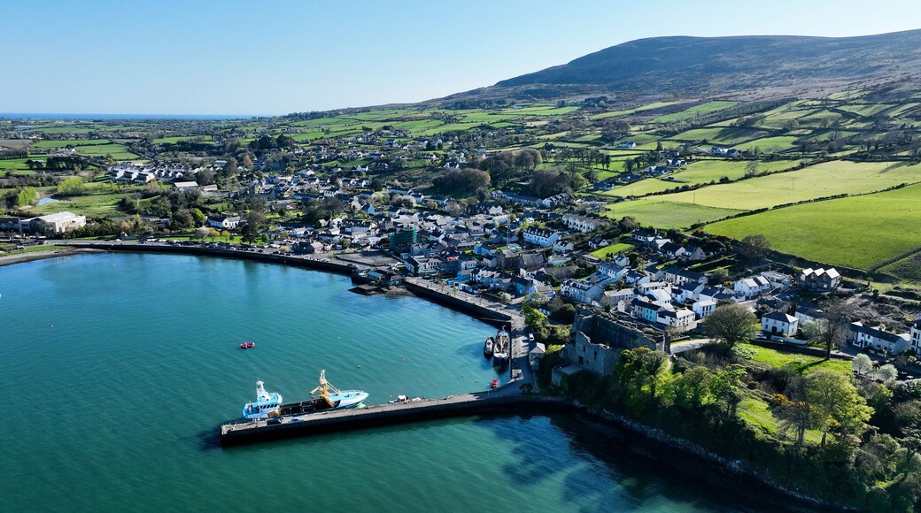 Aerial photo of Carlingford Village and Lough Co Louth Irish Sea Ireland