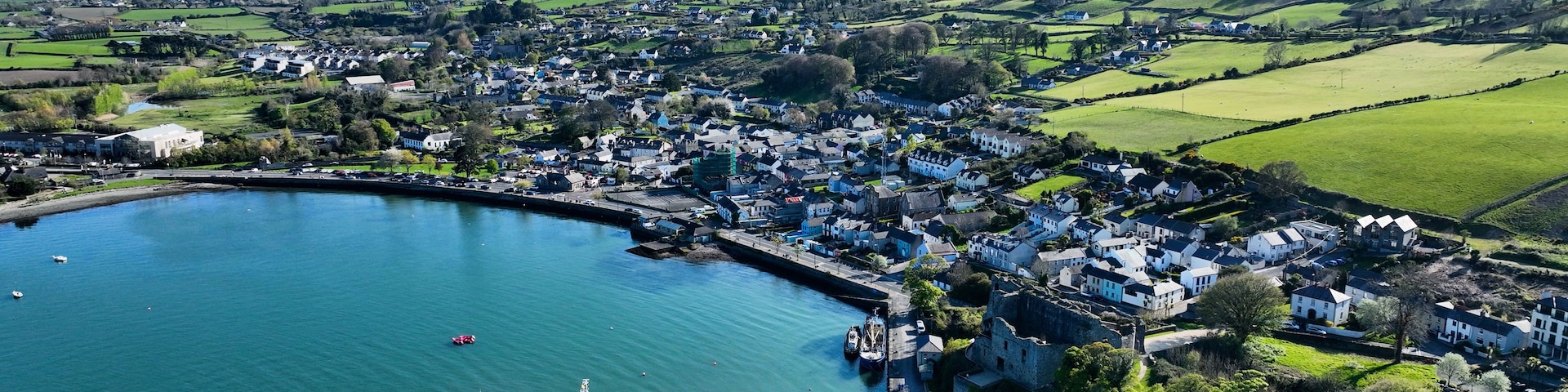 Aerial photo of Carlingford Village and Lough Co Louth Irish Sea Ireland