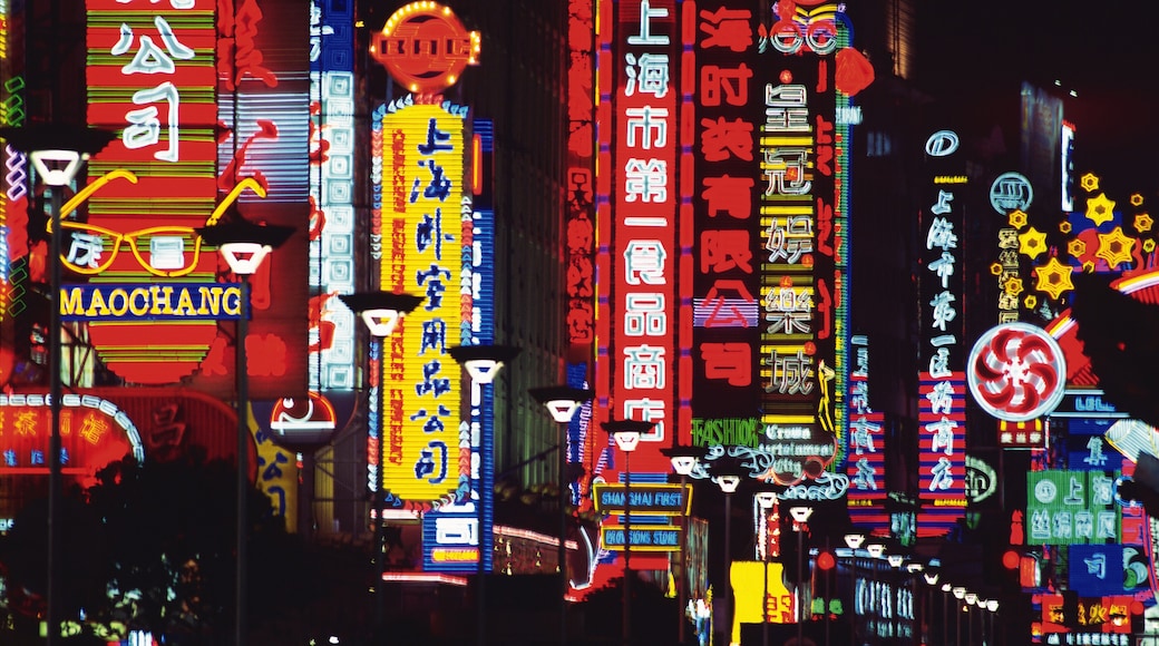 Nanjing Road, neon signs, night