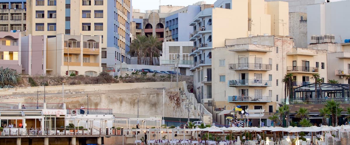 St George\'s Beach showing a coastal town