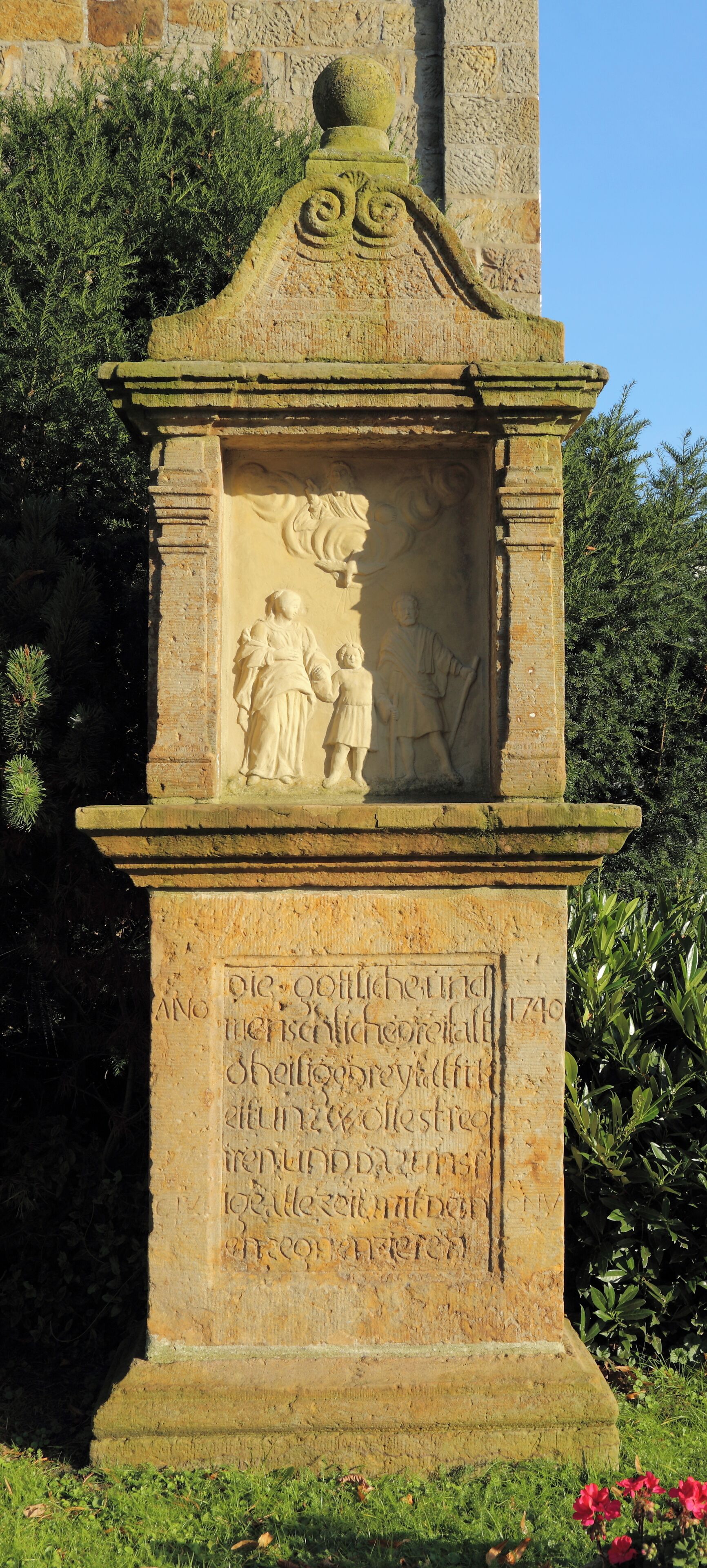Wayside shrine (Konermanns Bild) at the Roman Catholic St Josef Church in Rheine-Rodde, Kreis Steinfurt, North Rhine-Westphalia, Germany.