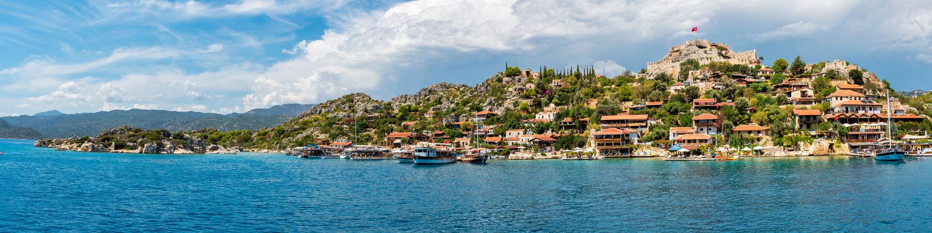 Kalekoy view in Kekova Gulf. Kekova is populer tourist destination in Turkey.