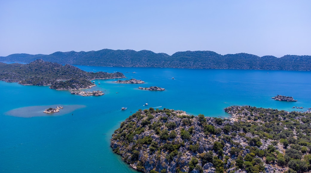 Aerial view of Kekova Gulf and Kekova Island.