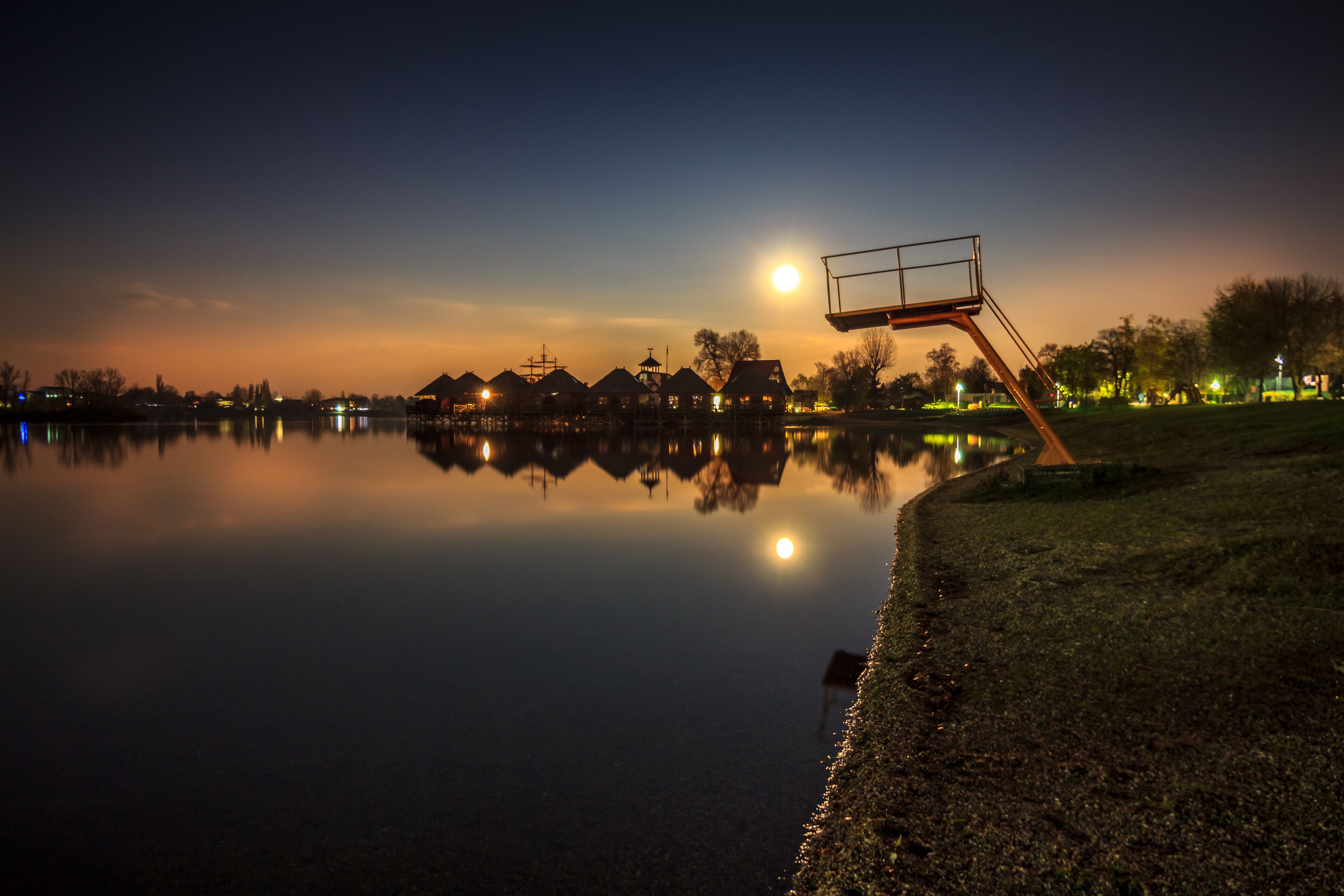 The Sunny Lakes Senec at night, Slovakia