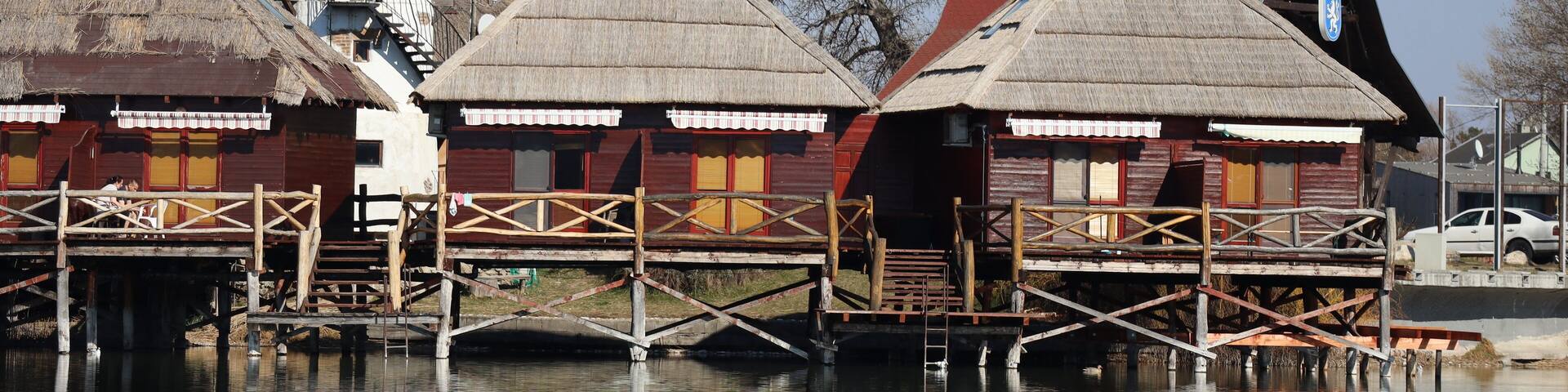 Cottages on Gravel Lake Slnecne jazera in Senec near Bratislava, west Slovakia