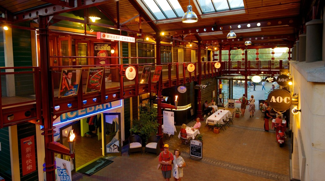 Steamer Wharf featuring shopping, interior views and signage