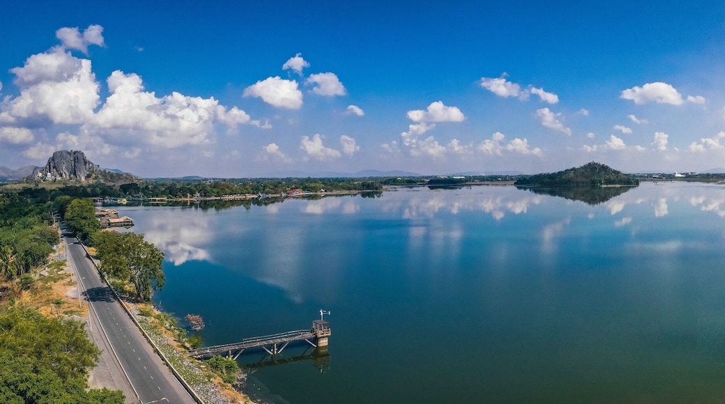 Aerial view of Sub Lek Reservoir, lake in LopBuri, Thailand