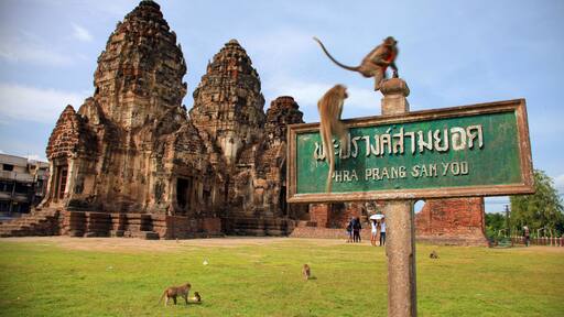 Phra Prang Sam Yod . Lopburi, Thailand. Religious buildings constructed by the ancient Khmer art. select focus