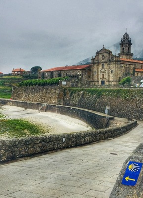 The Monastery of Santa Maria de Oia is right along the path of the Camino de Portugues. This place s a former Cistercian monastery founded in 1137. It is in Galacia Spain. 
#hiking