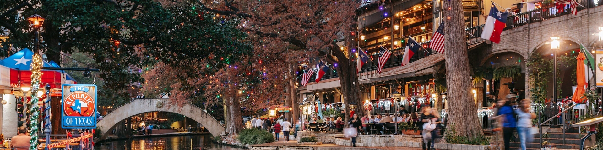 River Walk featuring night scenes and a river or creek