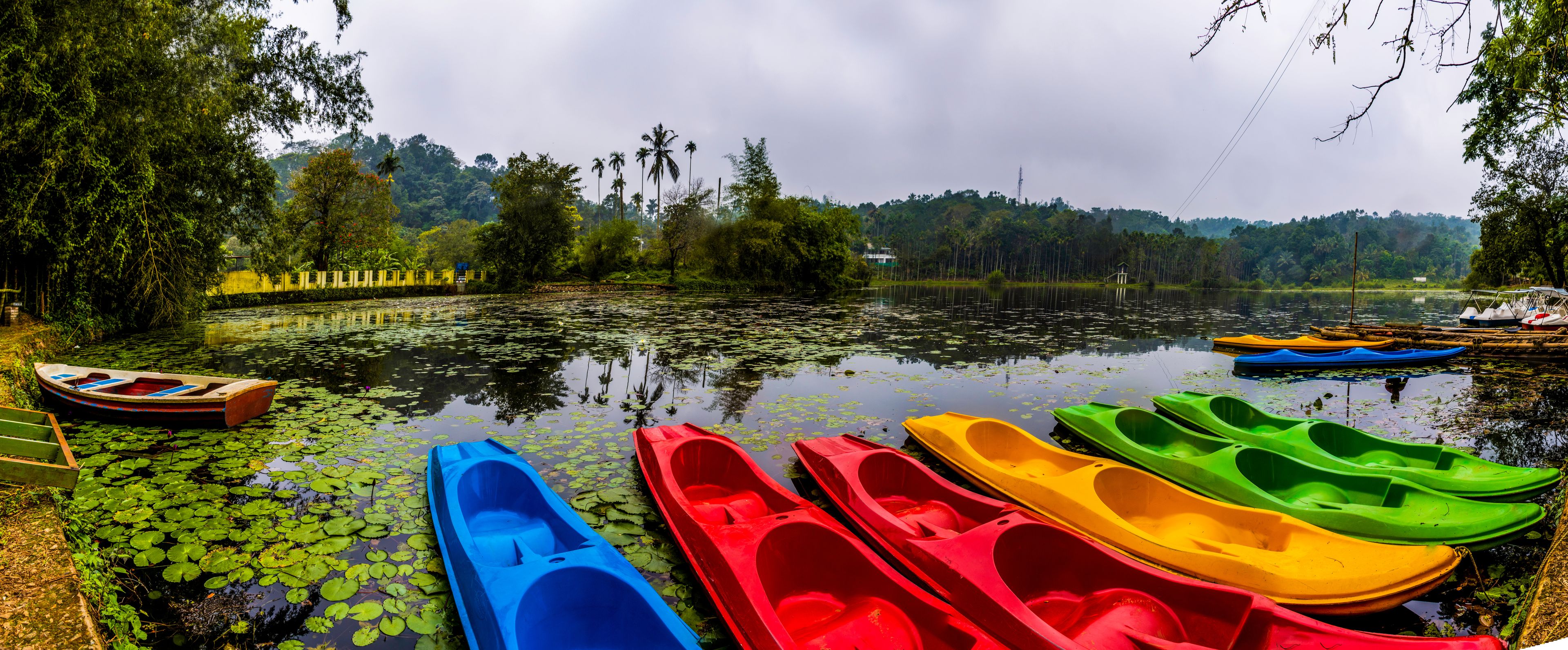 Kayaking background Karlad Lake Wayanad travel and tourism concept image