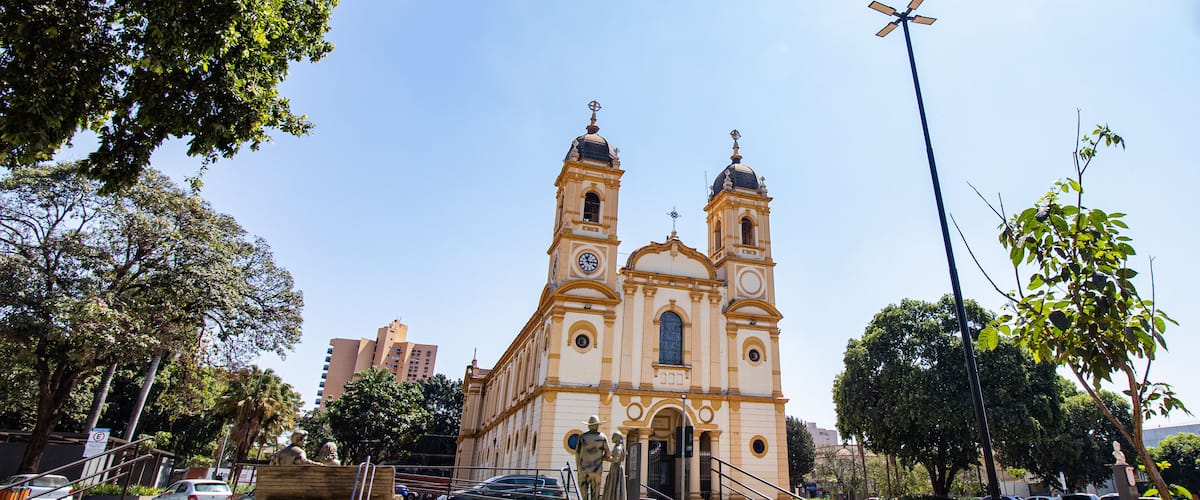 Exterior of Divino Espirito Santo Cathedral in Barretos, Sao Paulo, Brazil
