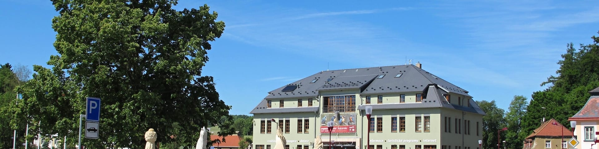 House of Bohemian Switzerland and Křinice Square in Krásná Lípa, Děčín District