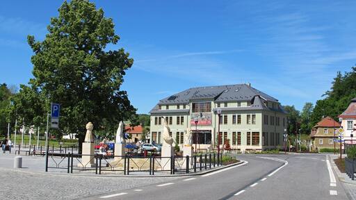 House of Bohemian Switzerland and Křinice Square in Krásná Lípa, Děčín District