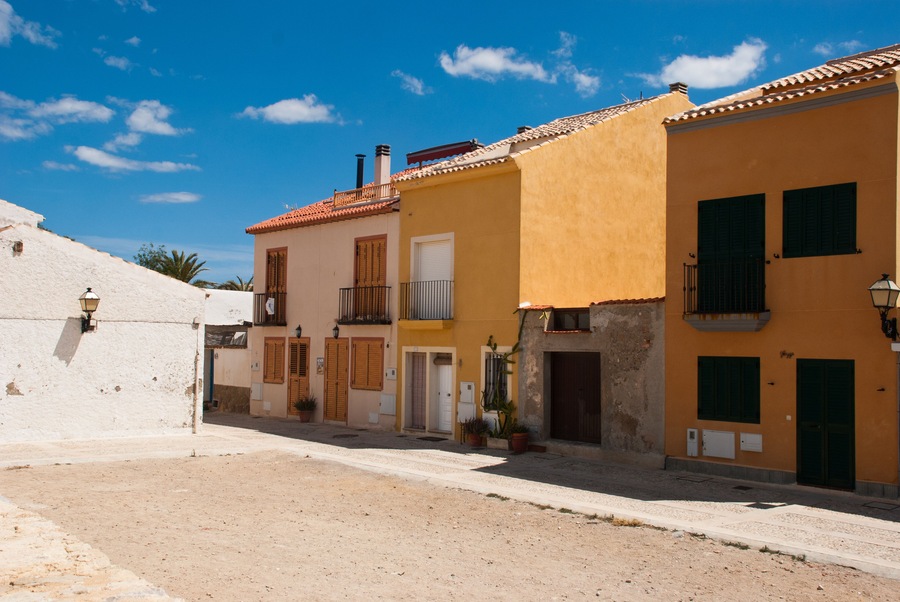 Typical colored houses on Tabarka Spain.Mediterranean street., Shutterstock ID 433759867, SF SSA Case with Manager Approval: Case 07151371, Job: Prepay credit, Client/Licensee: , Other: