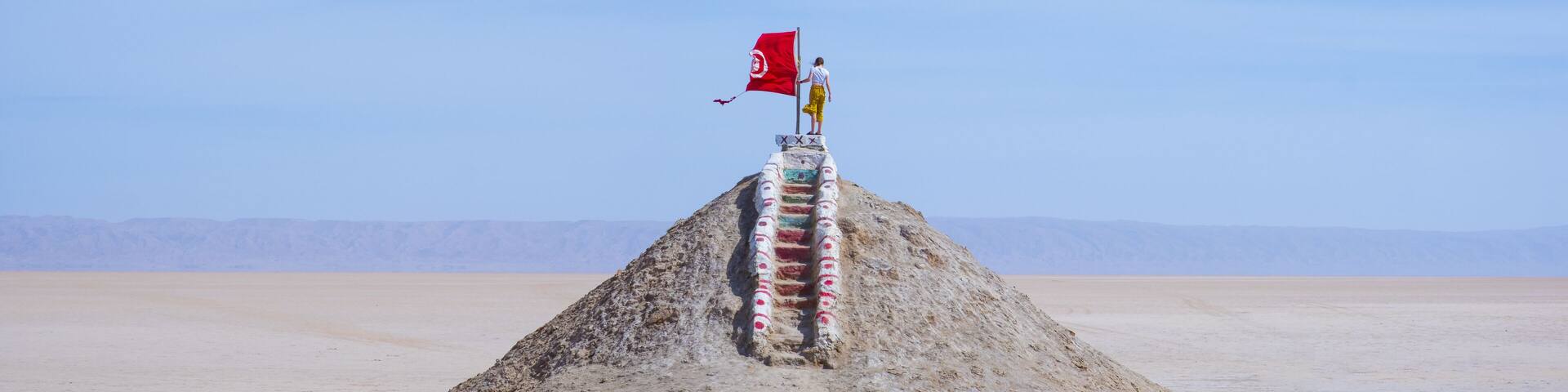 Chott el Jerid salt lake in southern Tunisia