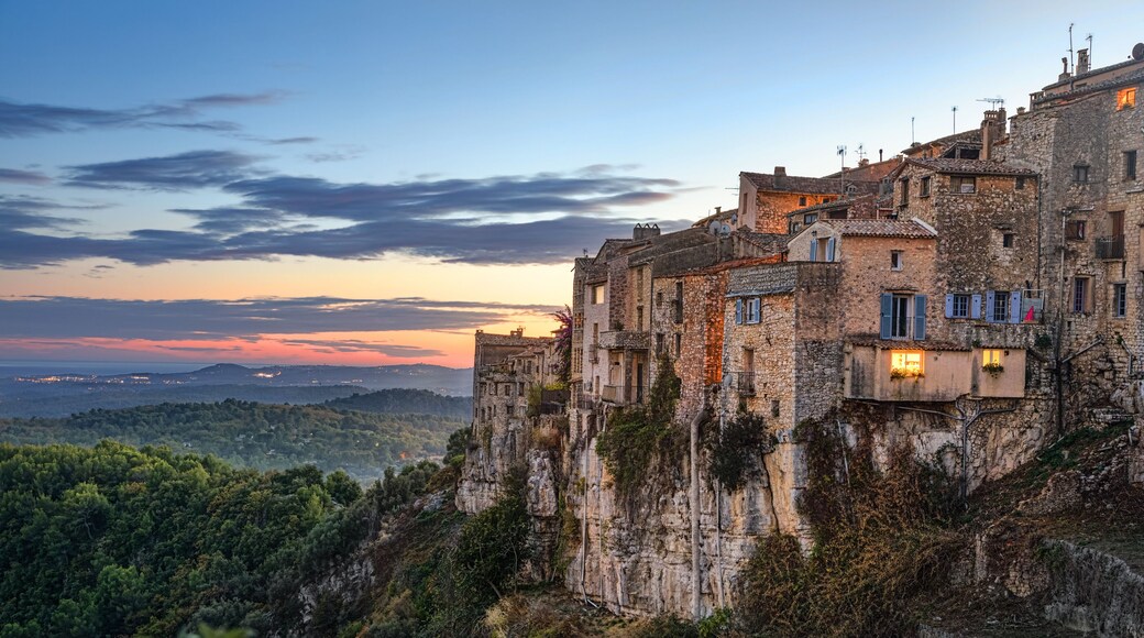 Mountain village Tourrettes-sur-Loup on sunset, Alpes-Maritimes, France